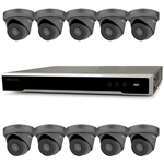 Hikvision 16Ch NVR IP CCTV Kit with 10x HiLook 5MP IP Turret Camera with 30m Night Vision, built in Mic & PoE (2.8mm Lens / Grey)