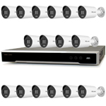 Hikvision 16Ch NVR IP CCTV Kit with 16x Hilook 8MP 4K ColorVu (White Light) PoE Bullet Camera with Built in Mic (2.8mm Lens / White)