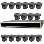 Hikvision 16Ch NVR IP CCTV Kit with 16x HiLook 5MP IP Turret Camera with 30m Night Vision, built in Mic & PoE (2.8mm Lens / Grey)