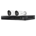 Hikvision 4Ch NVR IP CCTV Kit with 2x Hilook 8MP 4K ColorVu (White Light) PoE Bullet Camera with Built in Mic (2.8mm Lens / White)