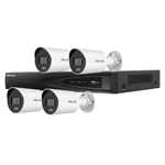 Hikvision 4Ch NVR IP CCTV Kit with 4x Hilook 8MP 4K ColorVu (White Light) PoE Bullet Camera with Built in Mic (2.8mm Lens / White)