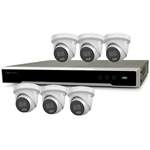 Hikvision 8Ch NVR IP CCTV Kit with 6x Hilook 8MP 4K ColorVu (White Light) 24/7 Colour PoE Turret Camera with Built in Mic (2.8mm Lens / White)