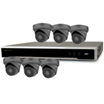 Hikvision 8Ch NVR IP CCTV Kit with 6x Hilook 8MP Turret Camera with 30m IR Night Vision, built in Mic & PoE (2.8mm Lens / Grey)