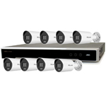 Hikvision 8Ch NVR IP CCTV Kit with 8x Hilook 8MP 4K ColorVu (White Light) PoE Bullet Camera with Built in Mic (2.8mm Lens / White)