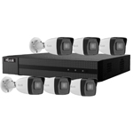 HiLook by Hikvision 8Ch IP-CCTV Kit with 6x 8 MP 4K UHD White Bullet Camera with 30m IR, Built in Mic & PoE (2.8mm Lens)
