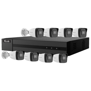 HiLook by Hikvision 8Ch IP-CCTV Kit with 8x 8 MP 4K UHD White Bullet Camera with 30m IR, Built in Mic & PoE (2.8mm Lens)