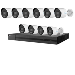 HiLook by Hikvision 16Ch IP-CCTV Kit with 10x 5MP ColorVu Lite Full HD White Light Bullet Camera with PoE and Built in Mic