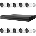 HiLook by Hikvision 16Ch IP CCTV Kit with 10x 8MP 4K ColorVu White Light PoE White Bullet Camera with Built in Mic (2.8mm Lens)