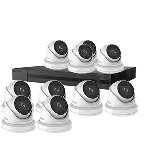 HiLook by Hikvision 16Ch IP-CCTV Kit with 10x 8MP 4K UHD IR Motorised Zoom Turret Camera with PoE & 30m IR (2.8mm to 12mm)