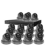 HiLook by Hikvision 16Ch IP-CCTV Kit with 16x 5MP ColorVu Lite Full HD White Light Turret Camera with PoE in Grey (2.8mm Lens)