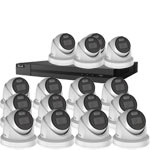 HiLook by Hikvision 16Ch IP-CCTV Kit with 16x 8MP ColorVu Lite Full HD White Light Turret Camera with PoE & built in Mic