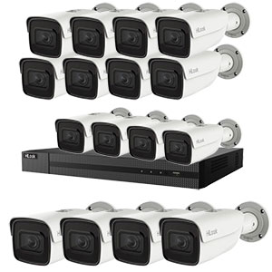 HiLook by Hikvision 16Ch IP-CCTV Kit with 16x 8MP 4K UHD IR Motorised Zoom Bullet Camera with PoE & 30m IR (2.8mm to 12mm)