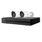 HiLook by Hikvision 4Ch IP CCTV Kit with 2x 8MP 4K ColorVu White Light PoE White Bullet Camera with Built in Mic (2.8mm Lens)