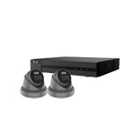 HiLook by Hikvision 4Ch IP-CCTV Kit with 2x 5MP ColorVu Lite Full HD White Light Turret Camera with PoE in Grey (2.8mm Lens)