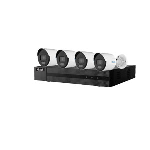HiLook by Hikvision 4Ch IP-CCTV Kit with 4x 5MP ColorVu Lite Full HD White Light Bullet Camera with PoE and Built in Mic