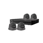 HiLook by Hikvision 4Ch IP-CCTV Kit with 4x 4MP Smart Hybrid Full HD Turret Camera with PoE (2.8mm Lens / Grey)