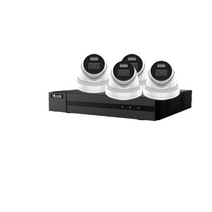 HiLook by Hikvision 4Ch IP-CCTV Kit with 4x 5MP ColorVu Lite Full HD White Light Turret Camera with PoE (4mm Lens)