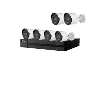HiLook by Hikvision 8Ch IP-CCTV Kit with 6x 5MP ColorVu Lite Full HD White Light Bullet Camera with PoE and Built in Mic