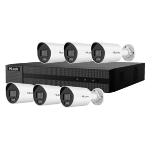 HiLook by Hikvision 8Ch IP CCTV Kit with 6x 8MP 4K ColorVu White Light PoE White Bullet Camera with Built in Mic (2.8mm Lens)