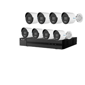 HiLook by Hikvision 8Ch IP-CCTV Kit with 8x 5MP ColorVu Lite Full HD White Light Bullet Camera with PoE and Built in Mic