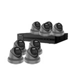 HiLook by Hikvision 8Ch IP-CCTV Kit with 8x 5MP ColorVu Lite Full HD White Light Turret Camera with PoE in Grey (2.8mm Lens)