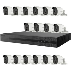 2MP HiLook 16ch HD CCTV Kit with 16x Bullet Camera with 20M IR, PIR Sensor and White Light Alarm