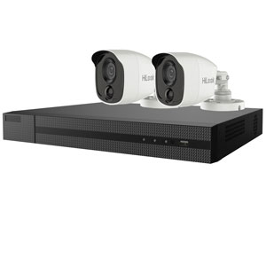 2MP HiLook 4ch HD CCTV Kit with 2x Bullet Camera with 20M IR, PIR Sensor and White Light Alarm