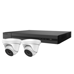 HiLook by Hikvision 4Ch HD-TVI Kit with 2x 5MP EXIR White Turret Camera with 40m IR Nightvision