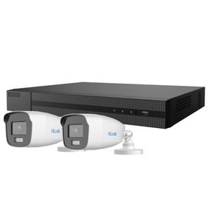 2MP HiLook by Hikvision 4Ch HD-TVI Kit with 2x ColorVu Lite 1080P White Light Bullet Camera (2.8mm lens)