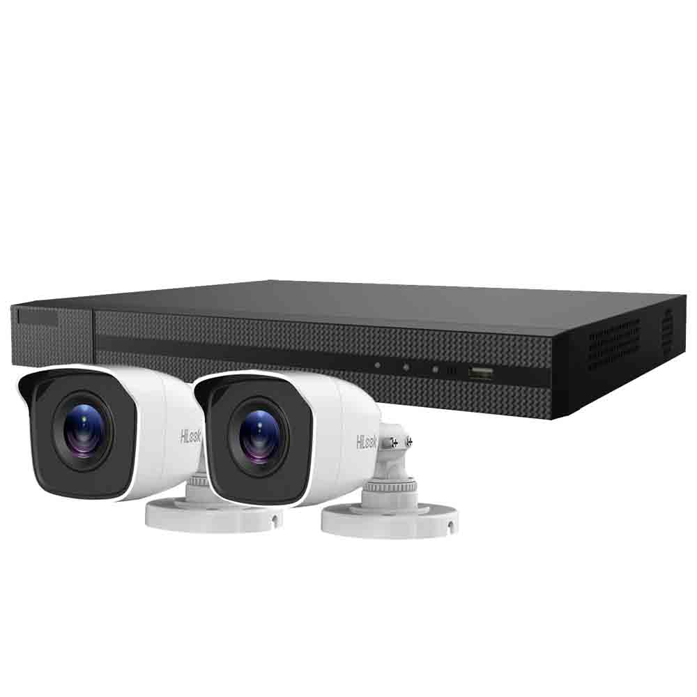 5MP HiLook by Hikvision 4ch H.265 HDTVI CCTV Kit with 2x Metal Bullet Camera with 30M IR Night