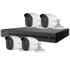 2MP HiLook 4ch HD CCTV Kit with 4x Bullet Camera with 20M IR, PIR Sensor and White Light Alarm