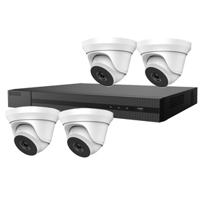 HiLook by Hikvision 4Ch HD-TVI Kit with 4x 5MP EXIR White Turret Camera with 40m IR Nightvision