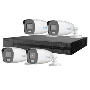 2MP HiLook by Hikvision 4Ch HD-TVI Kit with 4x ColorVu Lite 1080P White Light Bullet Camera (2.8mm lens)