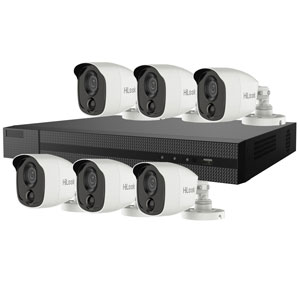 2MP HiLook 8ch HD CCTV Kit with 6x Bullet Camera with 20M IR, PIR Sensor and White Light Alarm