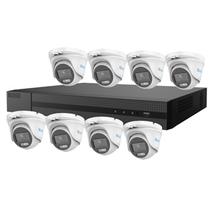 2MP HiLook by Hikvision 8Ch HD-TVI Kit with 8x ColorVu Lite 1080P White Light Mini Dome Turret Camera (2.8mm lens)