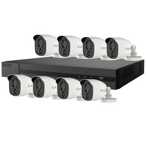 2MP HiLook 8ch HD CCTV Kit with 8x Bullet Camera with 20M IR, PIR Sensor and White Light Alarm