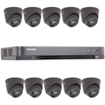 Hikvision 16Ch "Power over Coax" HD-TVI CCTV Kit with 10x 5MP Grey Turret Camera with 40M EXIR Night Vision