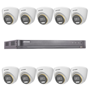Hikvision 16Ch HD-TVI CCTV Kit with 10x 8MP 4K ColorVu White Light Fixed Turret Camera (2.8mm Lens)