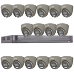 Hikvision 16Ch HD TVI Kit with 16x 5MP 3K Fixed Lens ColorVu White Light PoC Grey Turret Camera (2.8mm Lens)
