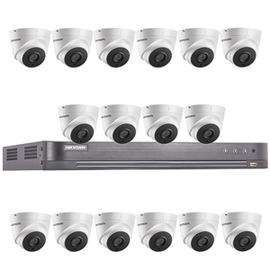 Hikvision 16Ch "Power over Coax" HD-TVI CCTV Kit with 16x 5MP Turret Camera with 40M EXIR Night Vision