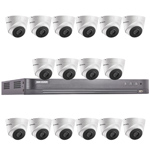 Hikvision 16Ch "Power over Coax" HD-TVI CCTV Kit with 16x 5MP Turret Camera with 40M EXIR Night Vision