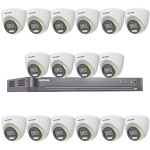 Hikvision 16Ch HD-TVI CCTV Kit with 16x 8MP 4K ColorVu White Light Fixed Turret Camera (2.8mm Lens)