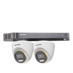 Hikvision 4Ch HD-TVI CCTV Kit with 2x 8MP 4K ColorVu White Light Fixed Turret Camera (2.8mm Lens)