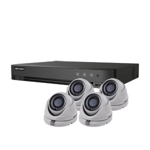 Hikvision 4Ch "Power over Coax" HD-TVI CCTV Kit with 4x 5MP Turret Camera with 20M EXIR Night Vision (3.6mm Lens)