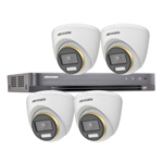 Hikvision 4Ch HD-TVI CCTV Kit with 4x 8MP 4K ColorVu White Light Fixed Turret Camera (2.8mm Lens)