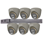 Hikvision 8Ch HD-TVI CCTV Kit with 6x 8MP 4K Fixed Lens ColorVu PoC White Light Grey Turret Camera (2.8mm Lens)