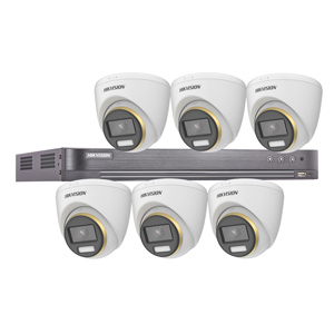 Hikvision 8Ch HD-TVI CCTV Kit with 6x 8MP 4K ColorVu White Light Fixed Turret Camera (2.8mm Lens)