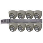 Hikvision 8Ch HD TVI Kit with 8x 5MP 3K Fixed Lens ColorVu White Light PoC Grey Turret Camera (2.8mm Lens)