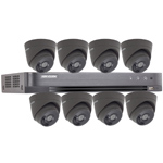 Hikvision 8Ch "Power over Coax" HD-TVI CCTV Kit with 8x 5MP Grey Turret Camera with 40M EXIR Night Vision