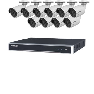 5MP 120dB WDR Hikvision 16 Channel IP CCTV System with 10 x 30m 5MP Mini Bullet Cameras (EasyIP 3.0)
